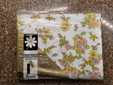Penneys Fashion Manor Double Sheet Floral Percale Penn-Prest 81x108 New Vintage picture