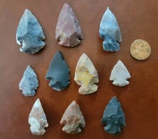 10🏹 Lot Agate Jasper Arrowheads Stone Points Native Style Artifacts Arrow head picture