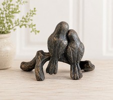 VTG Rustic Love Birds On A Branch Figurine Sculpture Bird Decor Wedding Gift picture