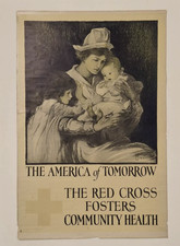 WWI Red Cross Poster Original 1918 Blanche Greer America of Tomorrow Influenza picture