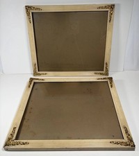 Lot 2 VTG ATQ Gilt Wood Picture Frame Ornate Gold Metal Corner Brackets Accent picture