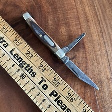 Vintage Schrade USA 330T Old Timer 2 Blade Folding Pocket Knife Jigged Handle picture