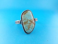 VINTAGE NATIVE AMERICAN STERLING SILVER LARGE ROYSTON TURQUOISE CUFF BRACELET picture
