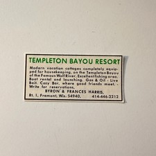 Templeton Bayou Resort Rt 1 Byron & Frances Harris Fremont WI 1979 Ad 4AF2-S49 picture