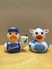 Culver's Rubber Duck Figurines Lot of 2- ThankYou Farmers Duck and Shake Duck picture