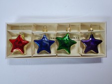 PIER 1 IMPORTS Set of 4 Mini STAR SHAPED Glass Christmas Ornaments Poland 2.5