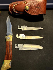 Vintage 1989 Case XX Changer Stainless Lockback Knife 4 Blades + Leather Sheath picture