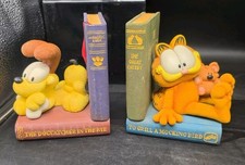 Garfield & Odie Bookends Figurine Statue Set Paws Vtg  Heavy picture