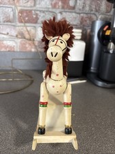 Vintage Wooden Musical Rocking Horse Moving Figurine Toy picture