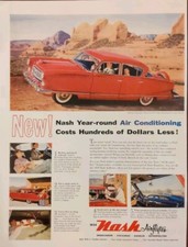 Vintage 1954 Nash Red 4 Door Ambassador With AC In Southwest Desert picture