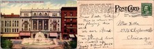 Vintage Detroit Opera House and Fountain Detroit MI Postcard Used 51306 picture