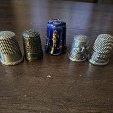 Lot of 5 Used Thimbles All Different picture