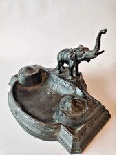 Antique Elephant Double Inkwell Desk Set – 1930s European Art Deco Style Rare picture
