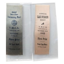 2 Vintage Y.M.C.A. Ribbons 1922 1924 Swimming Lancaster PA picture