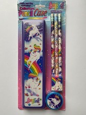 🌈 Vintage Lisa Frank Markie Unicorn Collectors Pencil Case Set 90s NOS🦄 picture
