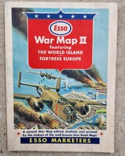 Vintage 1944 WWII Esso War Map II Fortress Europe The World Island Fold Out picture