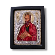 Paul the Apostle Byzantine Icon on Canvas 9.25 Pure SILVER agiography colors picture