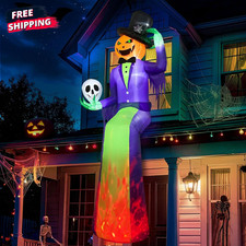 10FT Giant Halloween Inflatables, Sitting Inflatable Pumpkin Man Decor picture