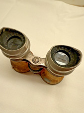 Antique Leather and Brass Binoculars from Jockey Club Paris, c1900s picture