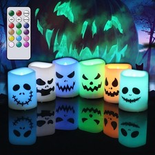 GenSwin Halloween Flameless Votive Candles Color Changing Remote Timer picture