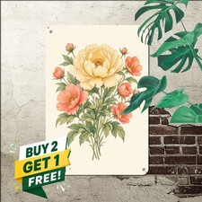 vintage botanical peony illustration centered flower bouquet cream picture