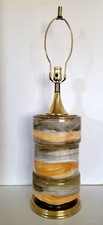 Vintage Mid-Century Modern Orange Amber Faux Alabaster Glass Lamp Nightlight picture