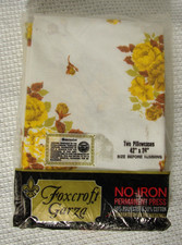Vtg NOS Foxcroft Garza No Iron Perm Press Two 42x36 Pillow Cases Yellow Floral picture