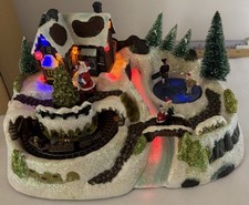 VTG Avon Holiday Splendor Christmas Fiber Optic Village Train Skater W/box WORKS picture