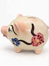 Italian Hand-Painted Ceramic Floral Piggy Bank - New picture
