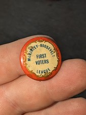 William McKinley & Theodore Roosevelt Election Pinback First Voters League picture