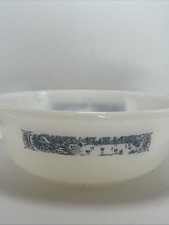 Vintage Currier & Ives Round Baking Dish W/Handles