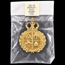 VTG 1990s Delta Airlines Flight Attendant Crown Crest Scarf Pin Gold Brooch 2