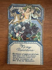 Antique 1900s German Pop-Up Embossed Valentine Postcard Cupid Flowers Rare picture