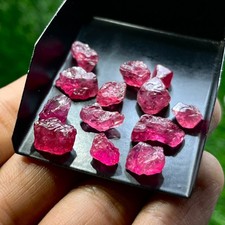 Natural Vivid Pink Spinel Rough Lot 37 Carats 13 Pieces Raw Spinel Crystals picture