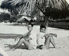 Vtg Photo 2 Handsome Young Men Sitting Back To Back At The Beach-Gay Int picture