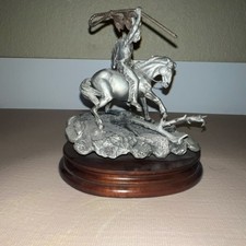 Chilmark Fine Pewter Enemy Tracks Western Americana Statue 1980 picture