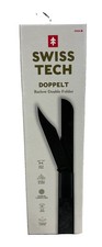 Swiss Tech Doppelt Black Aluminum/Carbon Fiber Stainless Plain 2-Blade Slipjoint picture