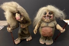 NyForm Old Man Woman Stick Troll From Norway Handmade Set Of 2 Vtg picture