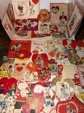 Lot 65 Vintage 1930s 40’s Valentine Cards Die Cut Pop Up Anthropomorphic … picture