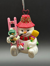 1998 Carlton Cards Merry Meister Snowman Mouse Painting Christmas Ornament Box12 picture