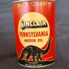 Sinclair Red Can with Black Dino Pennsylvania Motor Oil 1 Quart Vintage Empty picture