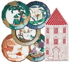 Moomin x amabro Japan Kutani GOSAI Small Plate 5P Box Set Made in Japan picture