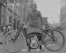 Flying Merkel racing motorcycle & Maldwyn Jones - 1913 - motorcycle racing photo picture