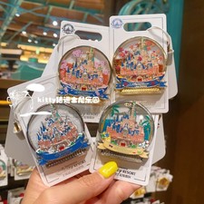 Authentic Shanghai Disney 4 Seasons Castle Glitter Quicksand Pin Full Set picture