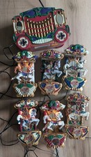 VTG 1992 Mr. Christmas Holiday Carousel 6 Horse Moving Lights & Sounds Ornaments picture