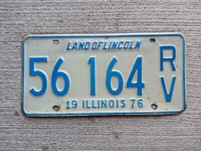 1976 Illinois Recreational Vehicle IL License Plate 56 164 RV picture