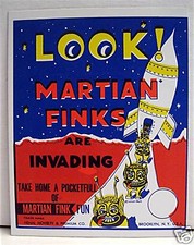 Vintage Martian Fink Henal Novelty Gumball Vending Machine Sign picture
