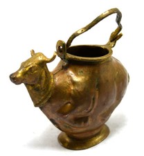 Antique Old Indian Nice Hand Crafted Copper Nandi/Cow Holy Water Pot. G53-405 picture