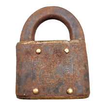 Antique Y&T YALE TOWNE Mfg Co Iron Brass Padlock No Key DENTED AND WEATHERED picture