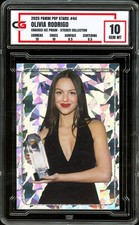 2025 Panini Pop Stars Sticker #44 Olivia Rodrigo ROOKIE CRACKED ICE ~ CG 10 GEM picture